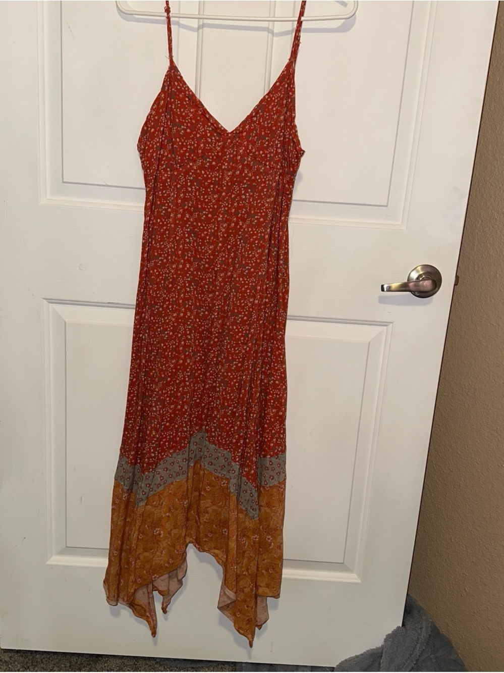 Rust Floral Spaghetti Strap Maxi Dress